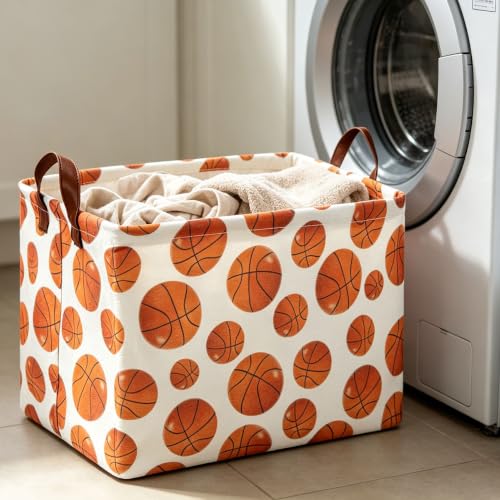 Image of Rectangle Baksetball Print Storage Basket, Books Box, Room Decor,Gift Basket(Basketball)