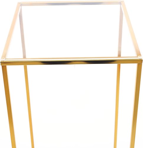 Miniatura 7 de Soporte de piso de flores doradas, soporte de flores de columna de metal, estante de flores de columna geométrica rectangular, jarrón de centros de