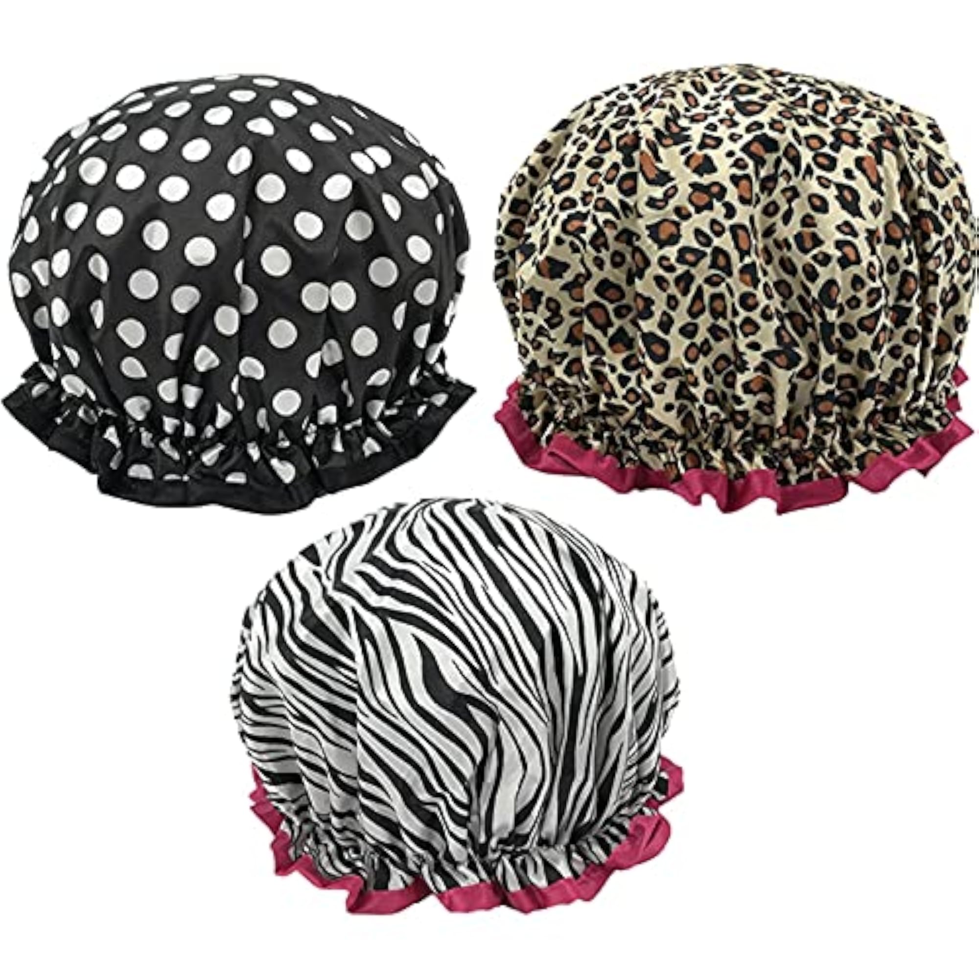 3PCS Waterproof Elastic Printed Shower Caps for Women