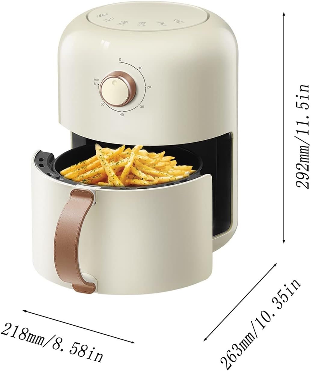 Air Fryer 1. 6QT Compact Electric Air Fryers Hot Oven Oilless Cooker with 6 Presets Auto Shut Off Temperature Control Nonstick Basket 1200W (Color : Green) (Beige)