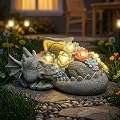 Garden Dragon Statue Outdoor Decor, Coiled Sleeping Dragon Figurine with Solar Light Succulent, Waterproof Resin Garden Sculpture for Outside Lawn Patio Yard Ornament