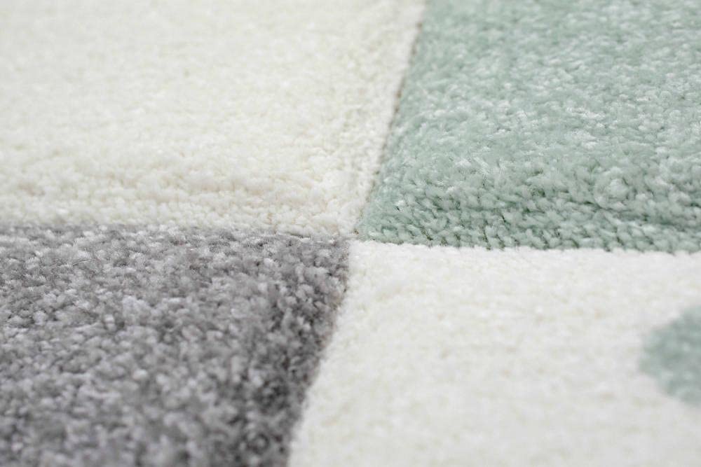 CARPETIA Tapis de Jeu Chambre Enfant Pois Étoiles Cœurs en Vert Gris crème - très résistant & antisalissure Größe 160x230 cm