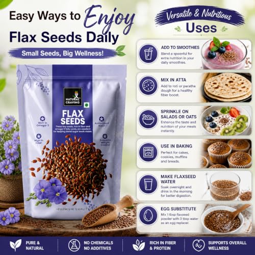 Image of Natural Craving Flax Seeds 900g | Premium Alsi Seeds | Rich in Omega-3 & Fibre | Raw, Natural Superfood for Healthy Snacking & Nutrition