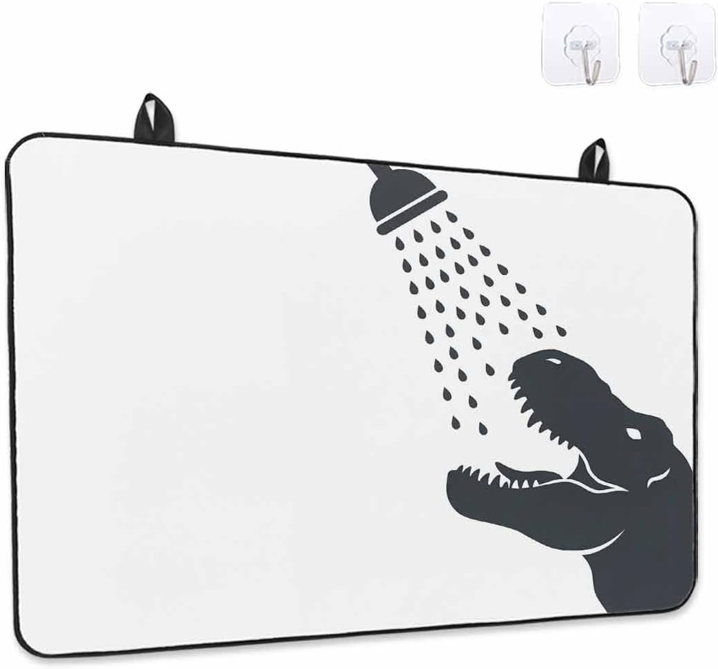 Funny Dinosaur Stove Cover for Electric Stove, Dinosaur Bathing Shower Animal Silhouette Stove Top Cover for Glass Top, Heat Insulation Rubber Mat Foldable Cooktop Top Protector, 28.5"x20.5"