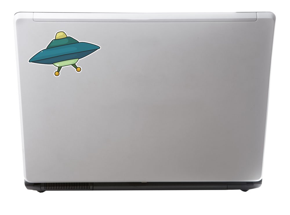 2 x UFO Alien Sticker en vinyle pour iPad Ordinateur Portable Espace vaisseau spatial de voyage cool # 5451 - 10cm Wide x 6cm Tall