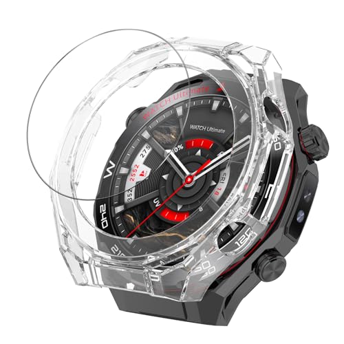 For HUAWEI WATCH Ultimate 2 �P�[�X+�����K���X �ی� PC�f�� �J�o�[ YANMONGI �����ߗ� �����^ �����ȒP �S�ʕی� �Ռ��z�� �ȈՒ��E �ی�J�o�[ HUAWEI WATCH Ultimate 2(�N���A)