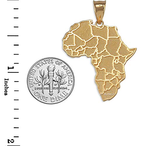 La Blingz 10K Yellow Gold Africa Country Map Pendant Necklace (16" Necklace) #TOP1