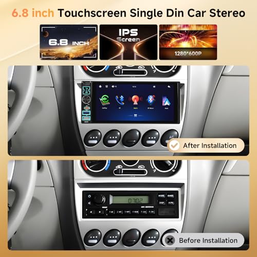 Radio para auto 6.8" con pantalla táctil IPS y Bluetooth miniatura 2
