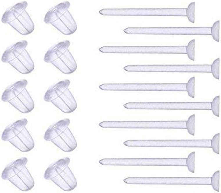 AISHNE Clear Plastic Ear Piercing Retainers - 10 Pairs