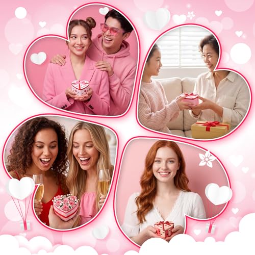 Image of Zubebe 6 Set Ceramic Hearts to Paint Jewelry Tray Kit with Lid Ready to Paint Ceramics Ring Dish Holder DIY Unpainted Plate Trinket Dish Tray DIY Gift for Women Adult Wedding Valentine Christmas