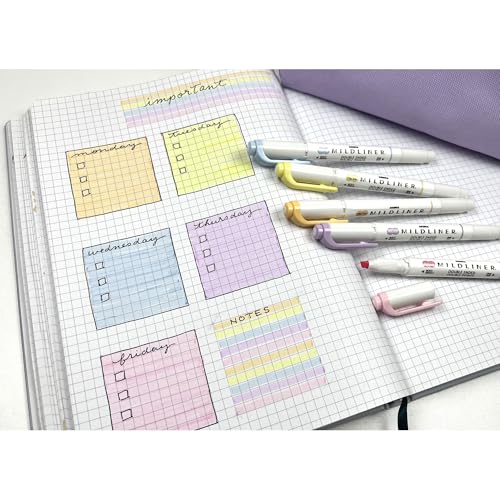 Zebra Pen Mildliner Dual-Tip Highlighter Set, Broad and Fine Point Tips, No Bleed, Ideal for Bible Highlighting, Journaling, School and Office Supplies, Assorted Gentle Ink Colors, 5-Pack (78705)