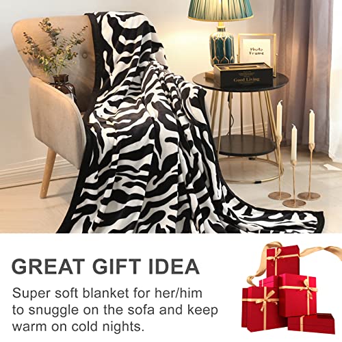 Throw Blanket Zebra Stripe Printed Sherpa Blanket For Kids Teens Adults Soft Microfiber Blanket For Bed Couch 50"X60" #TOP3