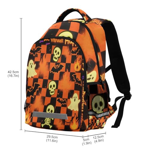 Sac à dos d'Halloween citrouille orange et noire grands compartiments - 4