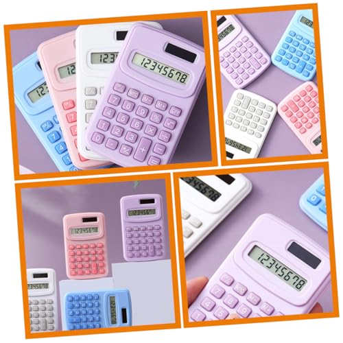Calculadora electrónica de bolsillo con botones de ABS resistente pack de 12 piezas moradas 4