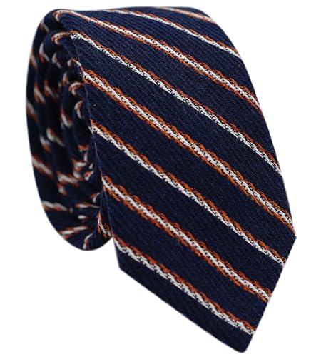 Image of BELLUNO Men's 2.5 inch Skinny Solid Cotton Linen Ties