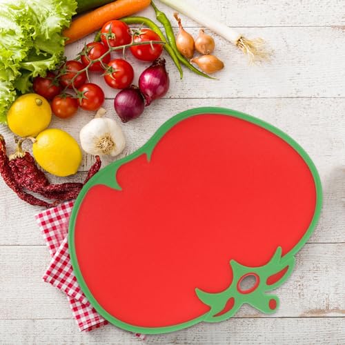 Tabla de cortar plástica roja en forma de tomate miniatura 3