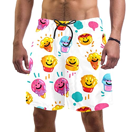 Maillots de bain pour hommes JDEZ short de plage imprimé frites et glaces