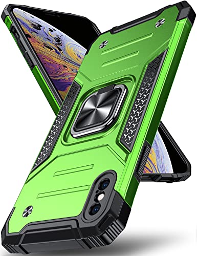 Coque iPhone XS Max antichoc avec anneau métallique vert herbe