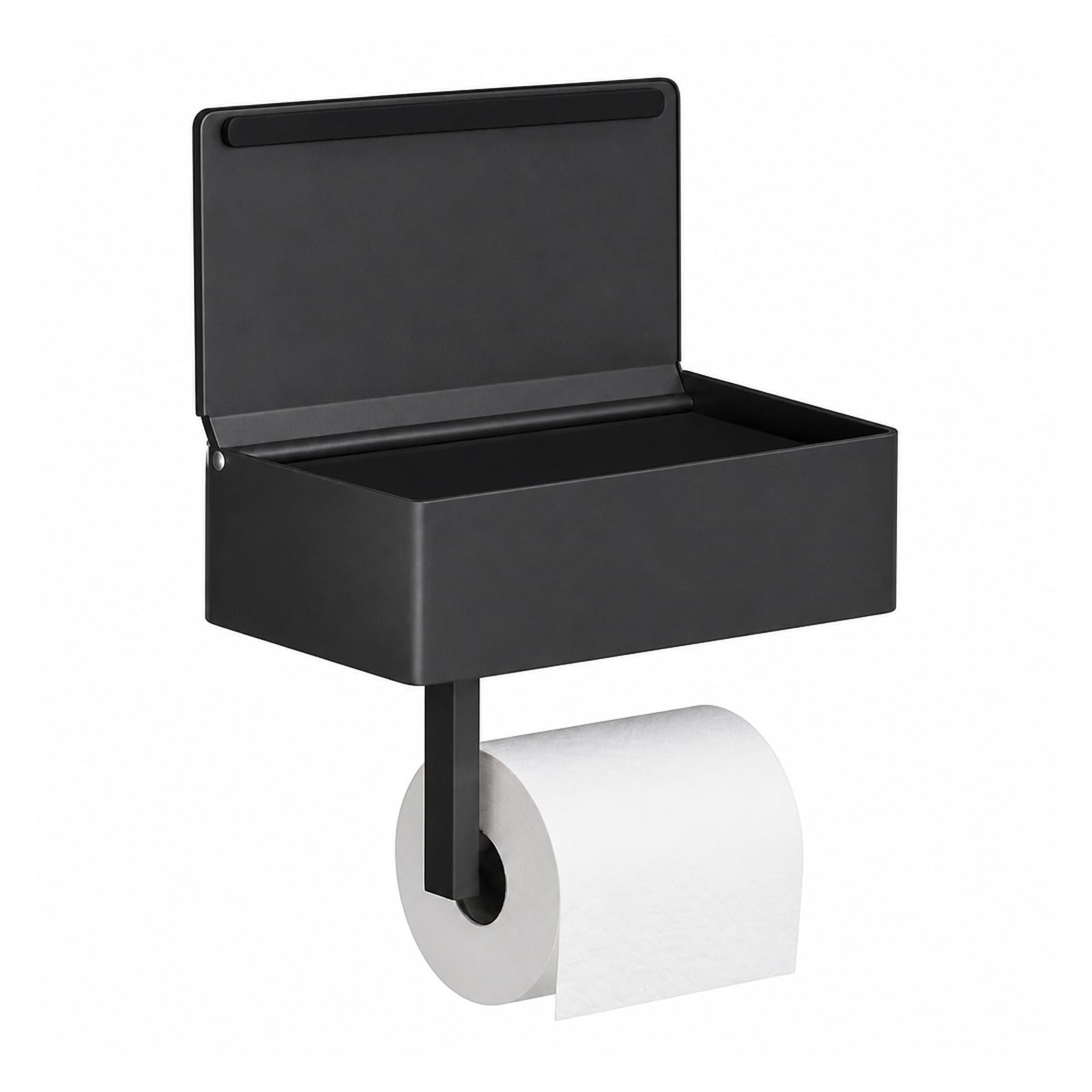 Toilet Roll Holder, Matte Black Toilet Paper Holder With Shelf And Storage,for Bathroom