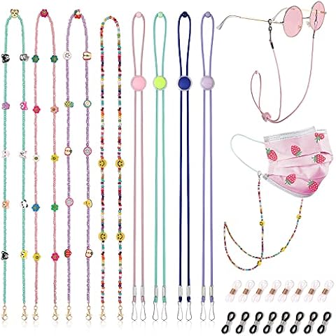 Hifot Kinder Brillenband 8 Stück, Einstellbar Brillenbänder Maskenband mit Klip Verlängerung Sport Brillenkordel für Mädchen Jungen Sonnenbrillen, Lesebrillen Cover