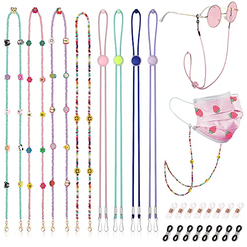 Hifot 8 Pièces Cordons à Lunettes Enfants, Multicolore Perles Chaine Lunettes Réglable Universel...