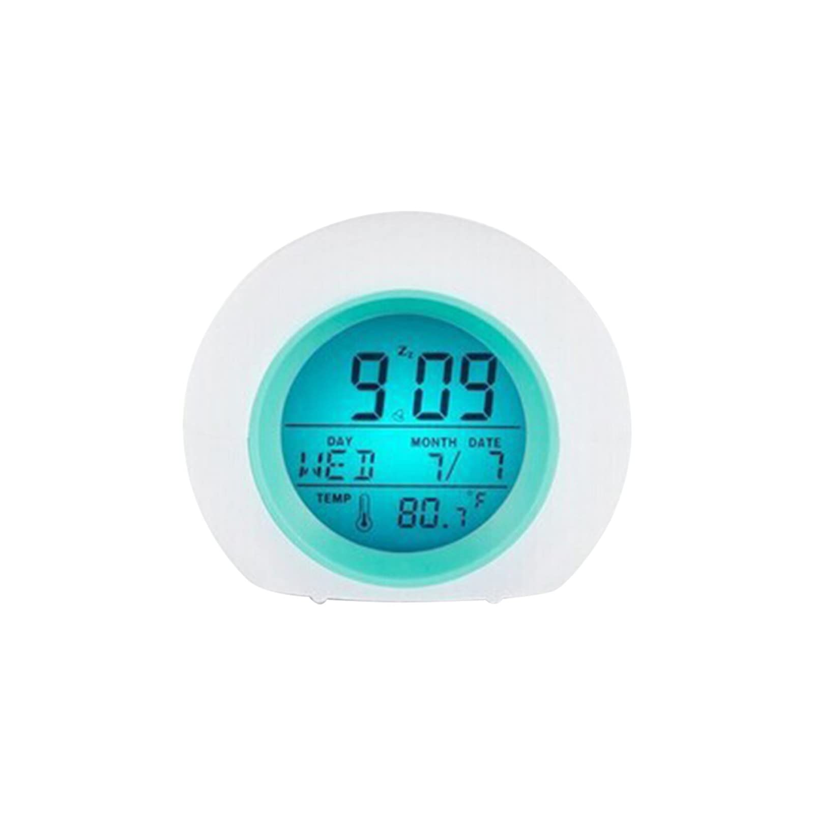 Réveil de chevet pour enfants avec changement de température et de date, 7 couleurs, convient pour réveiller les garçons et les filles, petit (blanc