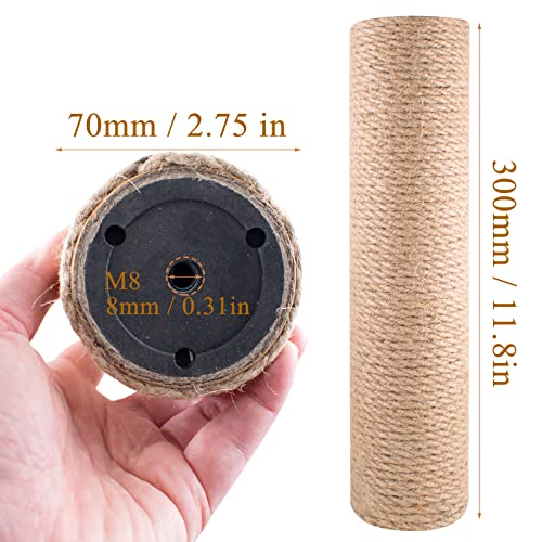 Midube 12 Inch Cat Scratching Post Replacement With M8 Screw Durable Cat Tree Scratch Post Refill Jute Rope For Cat Scratcher Climbing Perch Indoor Tower Furniture Scratching Tree Wall, Sisal, 2Pcs #TOP1