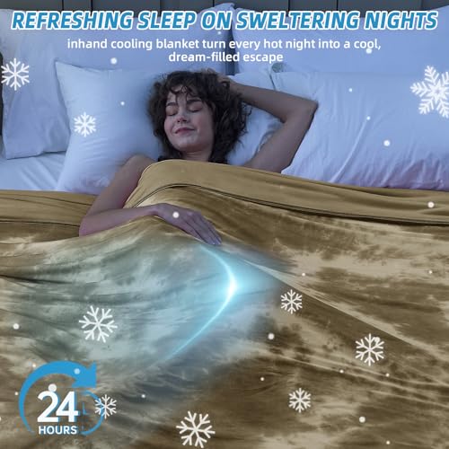 Image of inhand Cooling Blanket Twin XL(60 inchx90 inch), College Dorm Essentials for Girls Guys, Absorbs Heat to Keep Cool for Summer Nights Sweats, Thin Cold Lightweight College Bedding Twin XL Size Bed, Beige