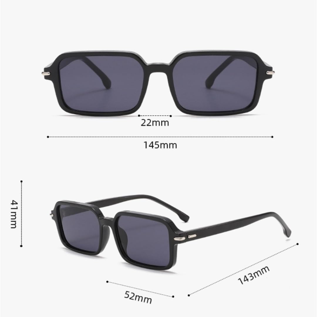 Occhiali da sole rettangolari retrò di ispirazione vintage per uomo e donna con protezione UV400.