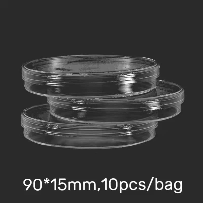 10 Plastic 90 mm Petri Dishes (with lids) - Ideal for LB Plates and Yeast Cultures in The Laboratory