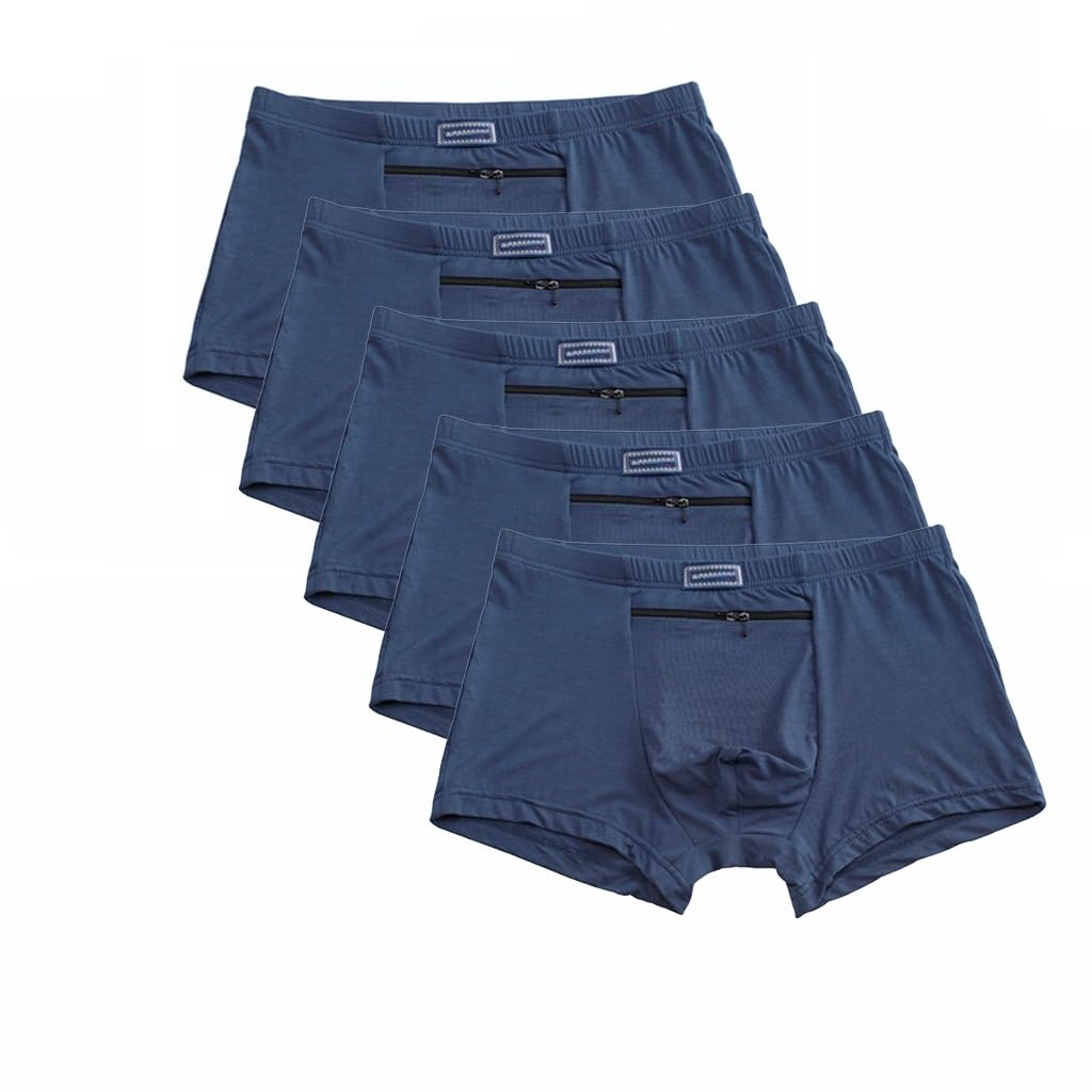 Calzoncillos con bolsillo secreto para proteger dinero ropa interior transpirable cómoda azul 1