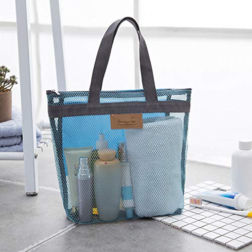 Fridg Polyester Mesh Cosmetic Travel Bag With Zipper, Toiletry Wash Storage Bag For Women, Makeup Case Organizer Handbag For Girls - Grey #TOP4