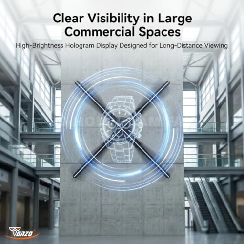 Image of TONZO 65 cm 3D Hologram Fan With 5D Display App Control, Holographic Advertising Display, 4 Blade, 768 LEDs, 2500x768 Resolution, Wi-Fi, BT, 8GB Storage | LED Display Fan for Shop, Mall & Events