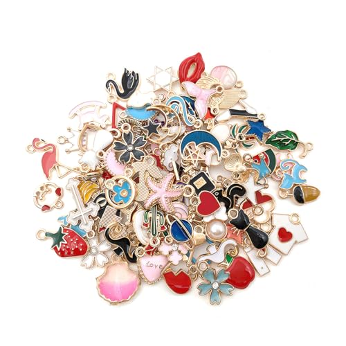 PBAHAUP Dijes para Hacer Joyas, 50 Piezas de dijes Mixtos para Hacer Joyas, Pendientes, Pulseras, Collares, Adornos artesanales, para Pulseras, Collares, Pendientes, fabricación de Joyas, Multicolor