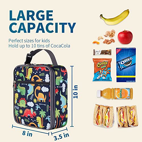 Toddler Lunch Bag For Kids Lunch Box, Dinosaur Lunch Boxes For Boys Lunch Bag,Insulated Reusable Lunch Bag With Waterproof Liner, Thermal Meal Container Tote For Girls & Boys & Women, Dinosaur Style #TOP2