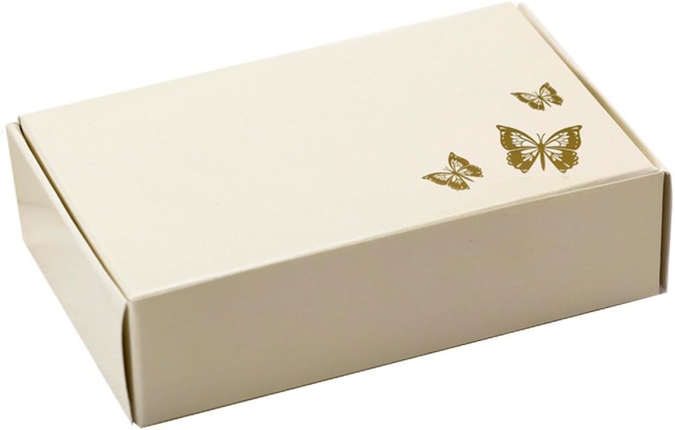 Box 670973 Case 9.5 x 6 cm Pack of 10 Cake Box Wedding Gift Box – Ivory/Gold Butterfly