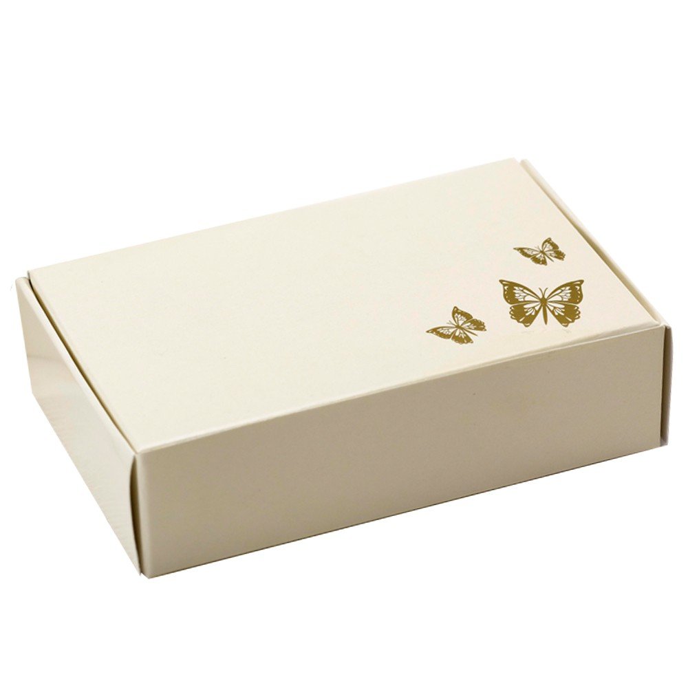 Box 670973 Case 9.5 x 6 cm Pack of 10 Cake Box Wedding Gift Box – Ivory/Gold Butterfly