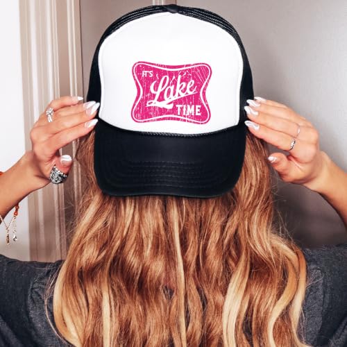 Image of It's Lake Time Summer Classic 5 Panel Foam Front Mesh Snap Back Trucker Hat