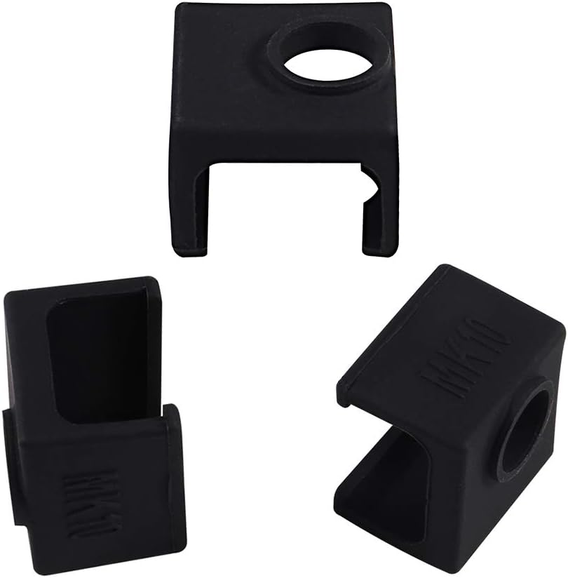3D Printer MK10 Silicone Socks, Aokin 3 Pcs MK10 Heater Block Silicone Cover for Wanhao Duplicator i3 Makerbot 2 QIDI Tech Flashforge, Black
