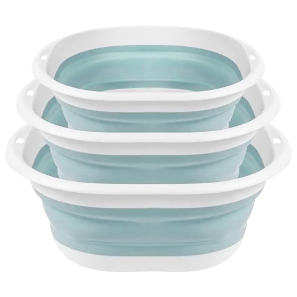 HASTHIP® Silicone Collapsible Tub Bucket Set, Portable Wash Basin for Handwash, Outdoor Basin for Washing, Foldable Bucket with Hanging Holes, Portable Sink for Washing Fruit & Vegetables (3Pcs)-image-5