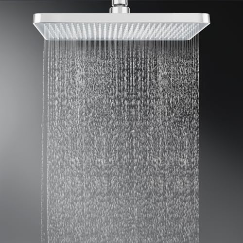 ACA International 11'' Rain Shower Head, High Pressure Shower Wide Adjustable Angles Head for Home Bathroom with Anti-Clog Nozzles WELS(Chrome)