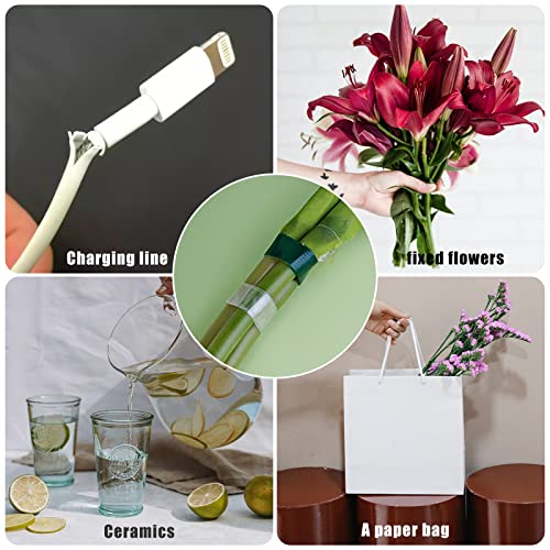 Savita 2 Rolls 1/4Inch Wide Floral Arrangement Tape, Waterproof Floral Tape Craft Florist Tape For Bouquets Stem Vases Artificial Flowers Wreath Floral Arrangement Supplies (Green And Transparent) #TOP5