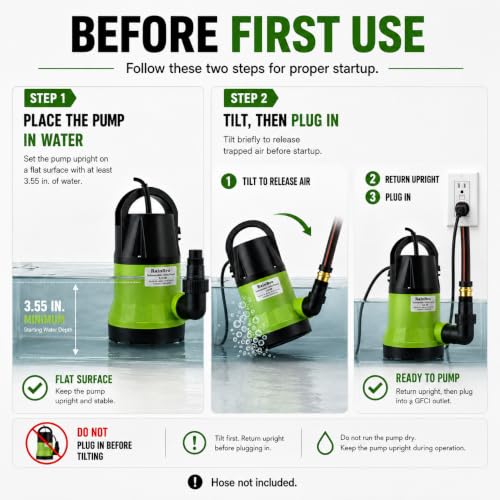 Image of Sump Pump, Submersible Water Pump for Water Removal, 1 /2HP