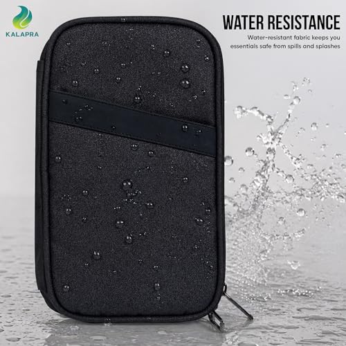 Image of Travel Passport Holder Organizer for Family, RFID Blocking Passport Wallet with Zipper, Waterproof Travel Document Organizer, Holds Up to 4 Passports, Card & Ticket Holder, Black