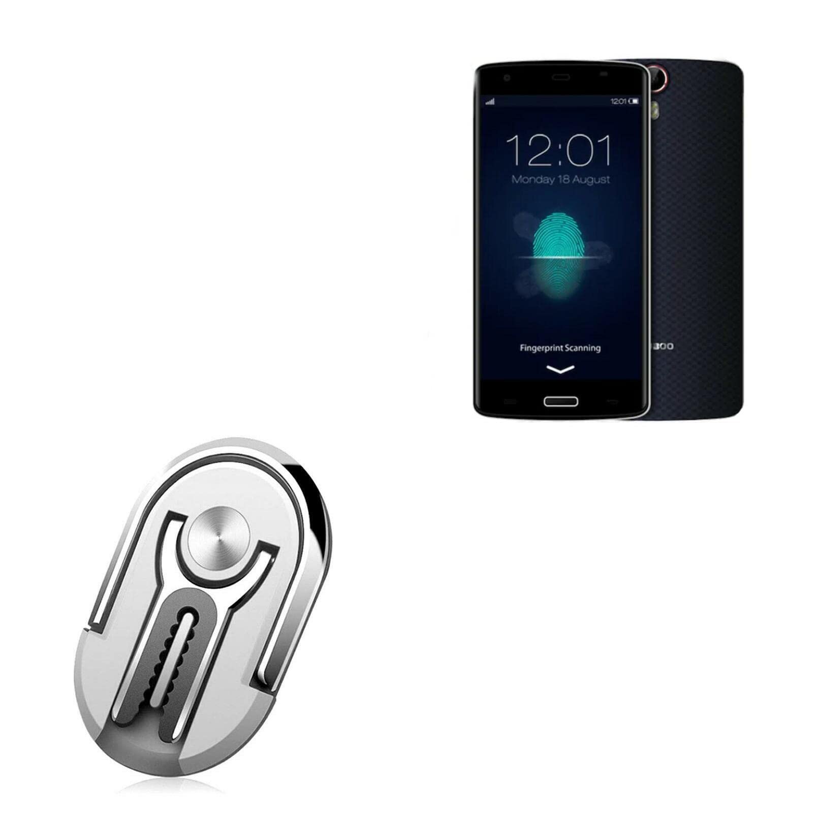 BoxWaveCar Mount for Bluboo X6 (Car Mount Mobile HandGrip Car Mount, Finger Grip Mobile Car Mount Stand for Bluboo X6 - Metallic Silver