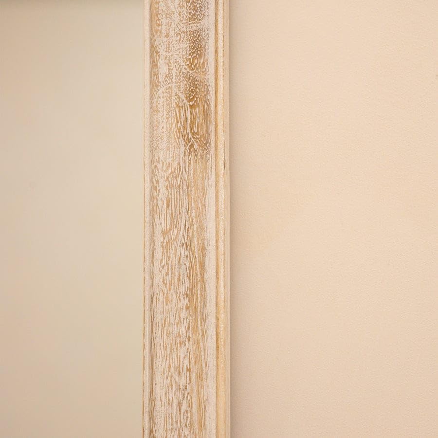 Image of Aafiyat Full Length White Washed Wood Arched Mirror Frame Full Body Mirror Frame for Living Room, Bedroom and Corner Finish Natural Wood Only Frame with Out Mirror No Glass (NATURAL)