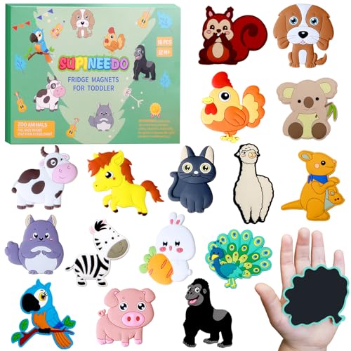 Image of SUPINEEDO Kids Magnets for Fridge, Cute Animals Fridge Magnet for Toddlers 1 Baby Educational Refrigerator Magnets Children Gift, Full Back Toddler Magnets, 231123