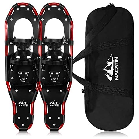 NACATIN All Terrain Snowshoes Lightweight Aluminum Alloy Snow Shoes with Carry Bag and Adjustable Ratchet Bindings, Capacity, 21"/25"/30" (25 inches) Cover