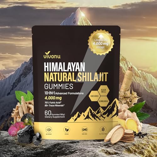 VivoNu Shilajit for Men & Women Gummies | 4000mg High Potency 10-in-1 Formula with Pure Himalayan...