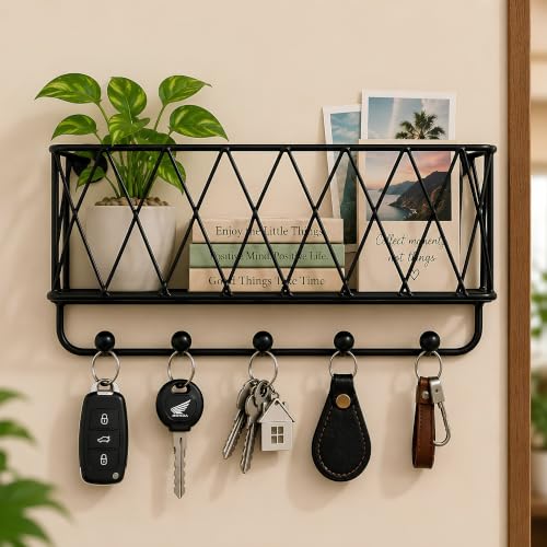 Classyo Key Holder for Home Decor Stylish with 5 Hooks (26cm x 7c...